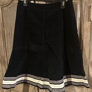 Boden Maude Black Corduroy Midi  Skirt